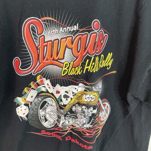 Vintage Sturgis Rally Graphic T Shirt, Large, Black, 65th Annual, Gildan - Picture 3 of 6